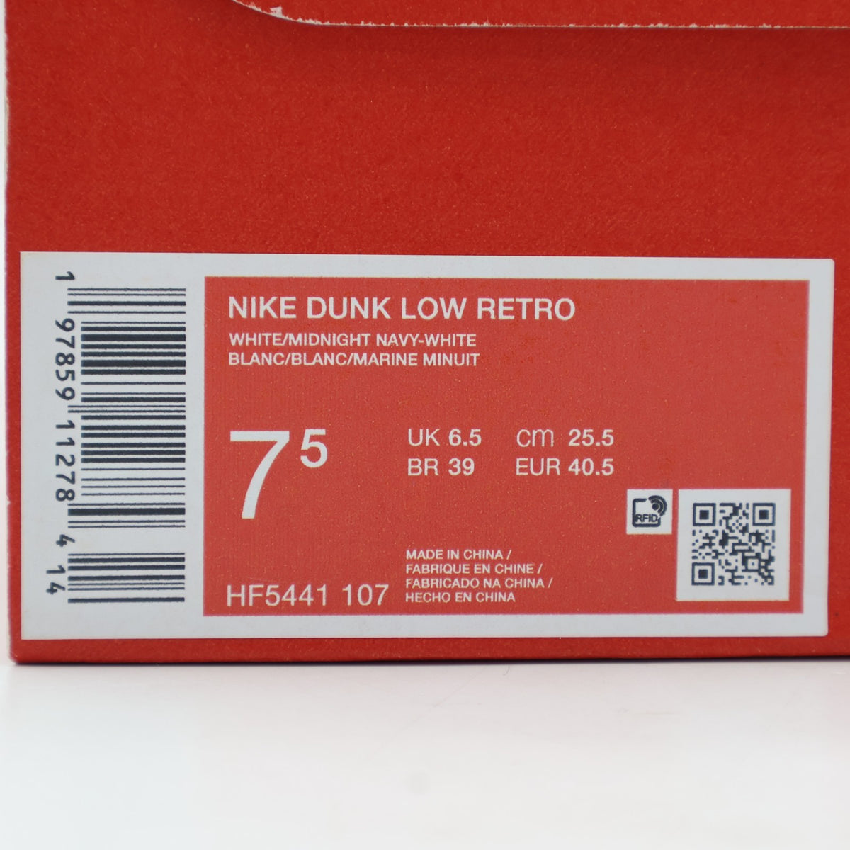 HF5441-107 Nike Dunk Low Retro White White Midnight (Men's)