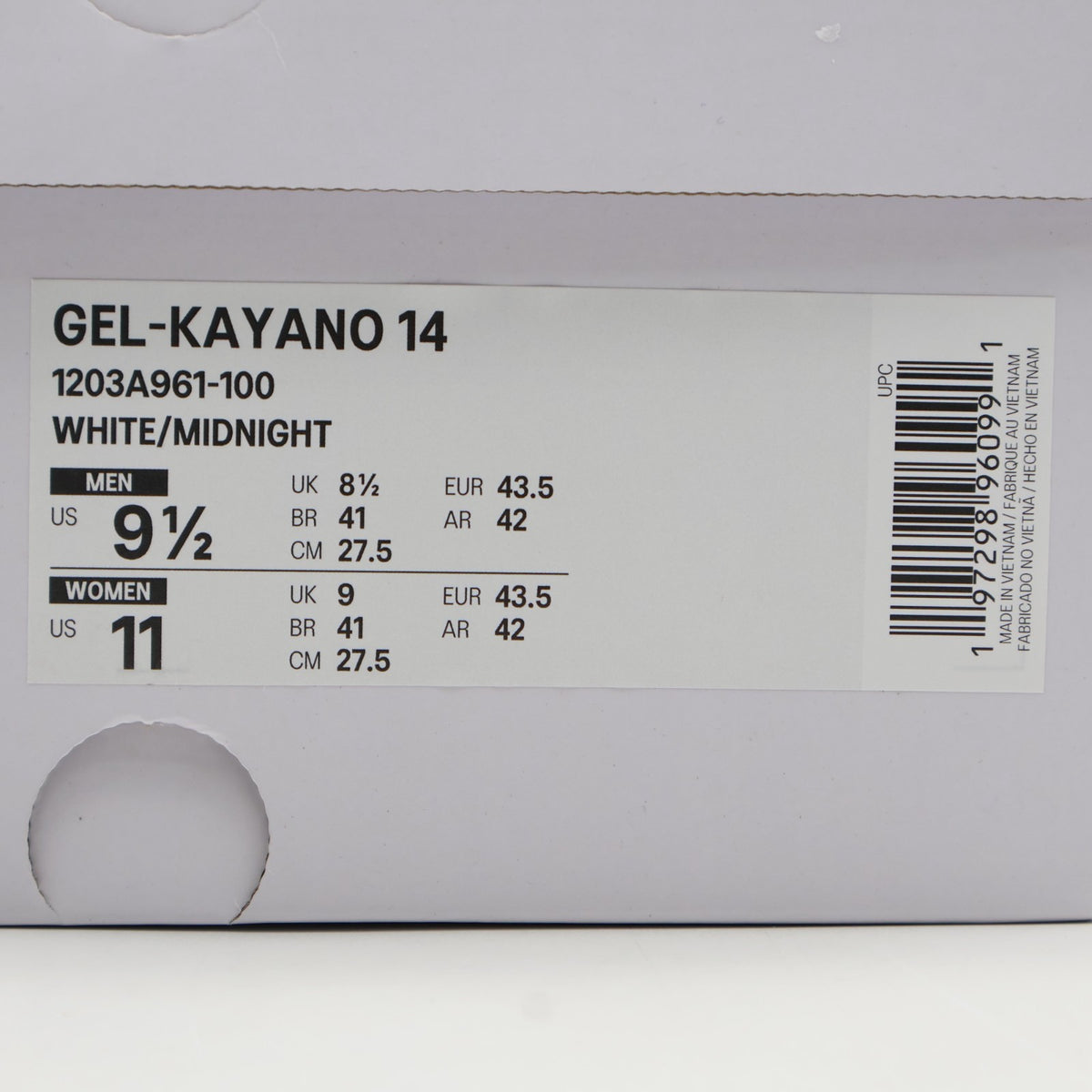 1203A961-100 JJJJound Ã Asics Gel-Kayano 14  White Midnight (Men's)