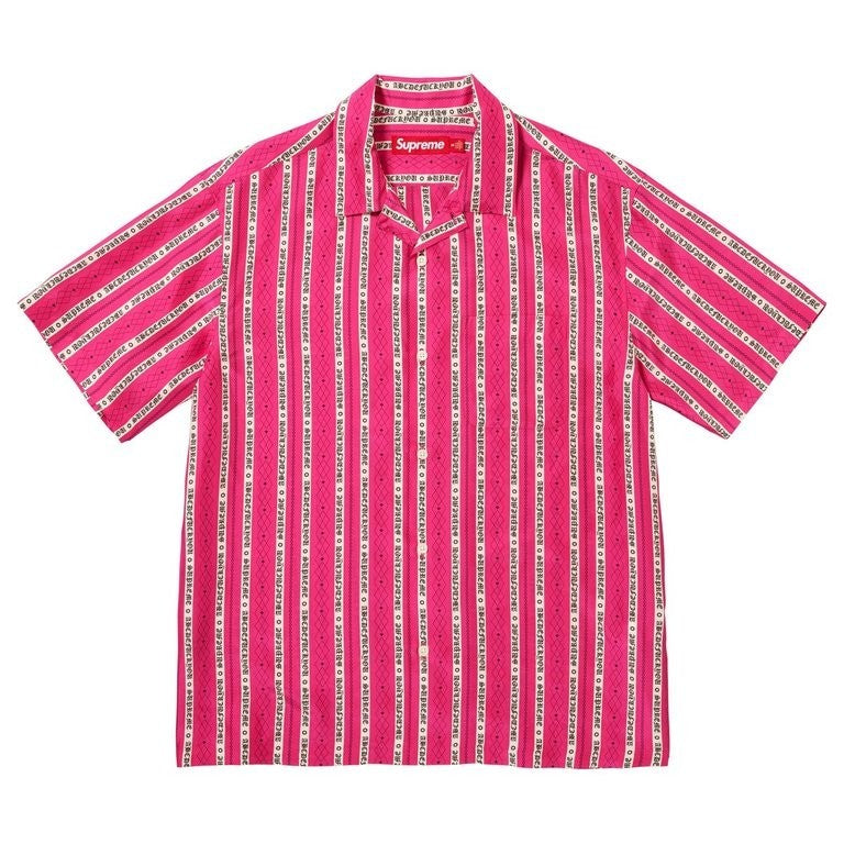 Supreme Old English Stripe Silk S/S Shirt Magenta