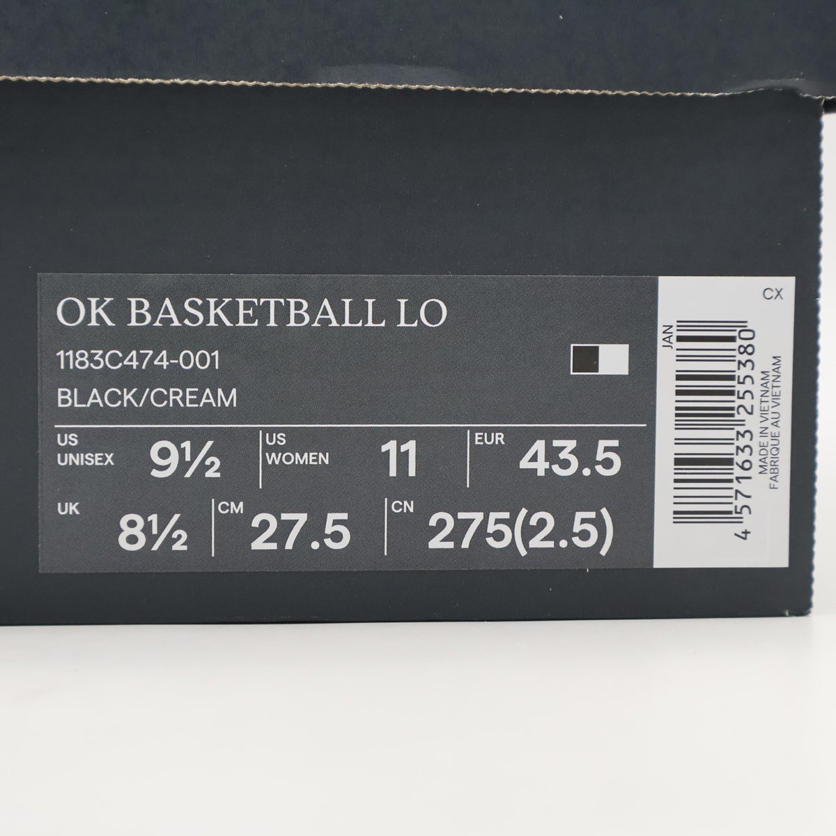 1183C474-001 Onitsuka Tiger Ok Basketball Lo Black Cream (Men's)