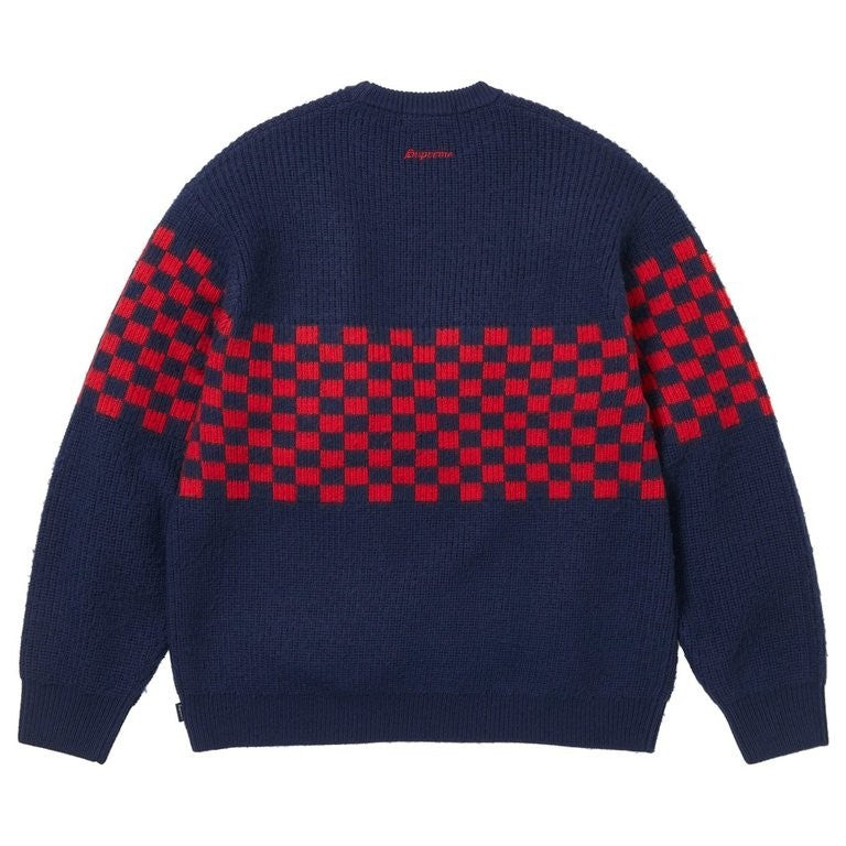 Supreme Checkerboard Pilled Sweater Navy