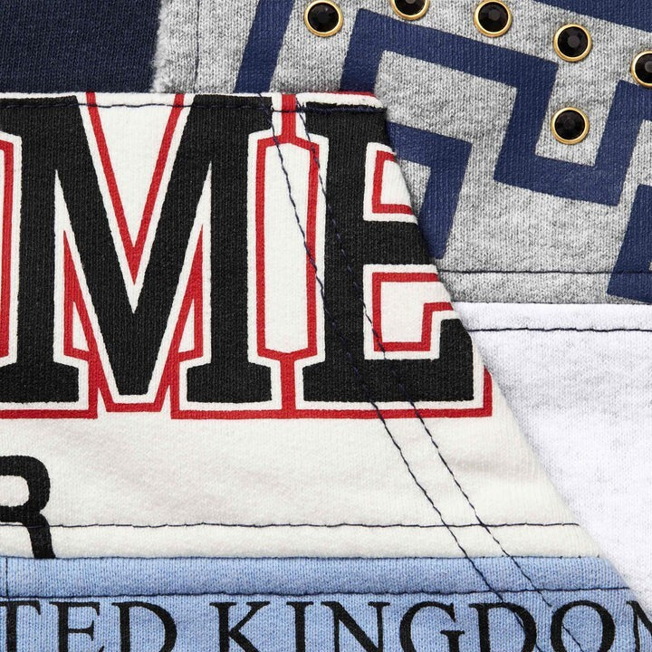 Supreme Patchwork Zip Up Hooded Sweatshirt Navy