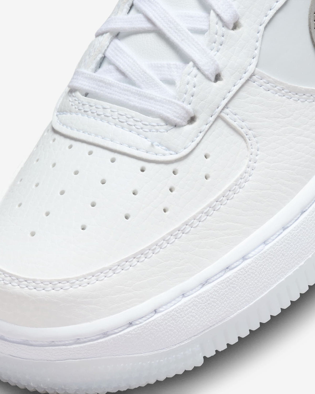 FV3981-100 Nike GS Air Force 1 White Pure Platinum Football Grey Metallic Silver