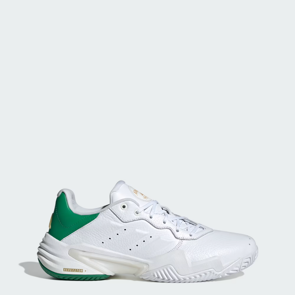 JP7237 adidas Barricade 13 Leather Tennis Shoes Gold Metallic Cloud White (Men's
