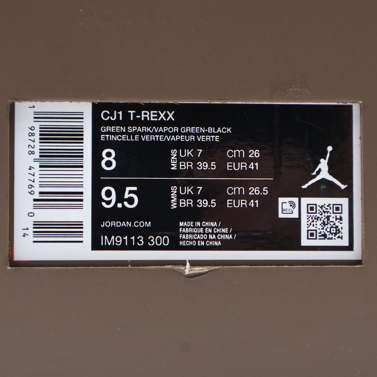 IM9113-300 Travis Scott Ã Nike Jordan Jumpman Jack CJ1 T-Rexx Green Spark(Men's)