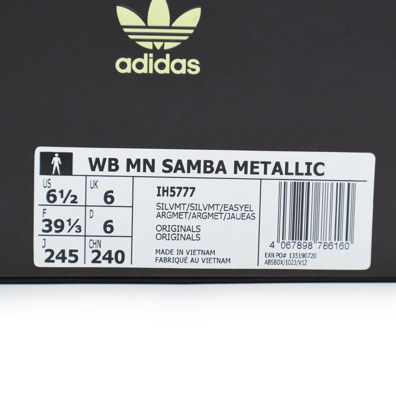 IH5777 Wales Bonner adidas Originals MN Samba Silver Metallic Easy Yellow (Men's