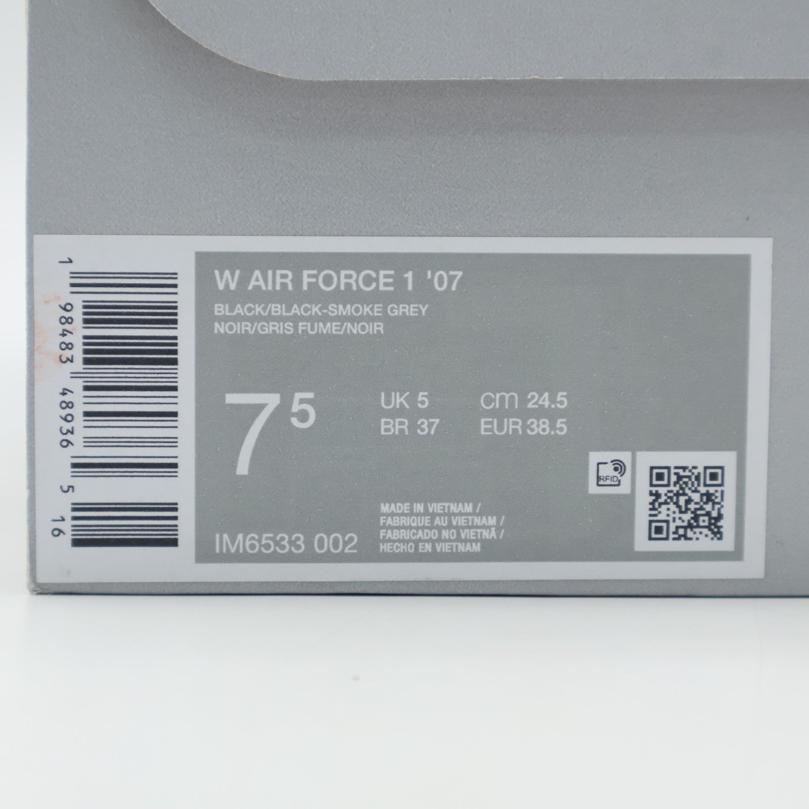 IM6533-002 Nike Air Force 1 Low Black White (Women's)