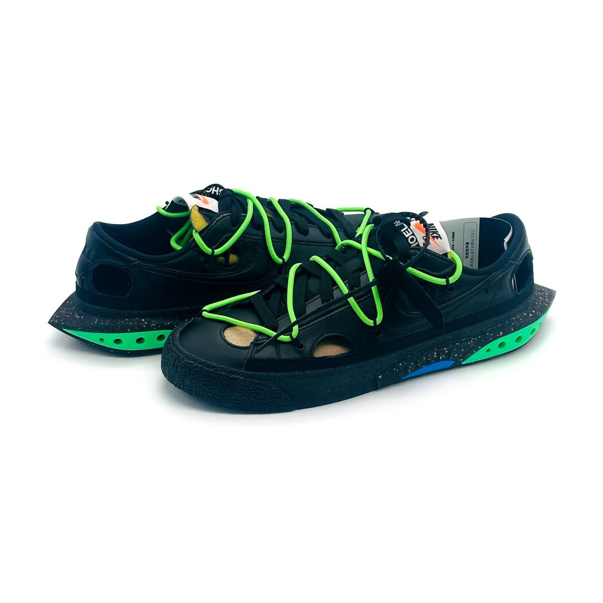 DH7863-001 Off-White Ã Nike Blazer Low Black and Electro Green