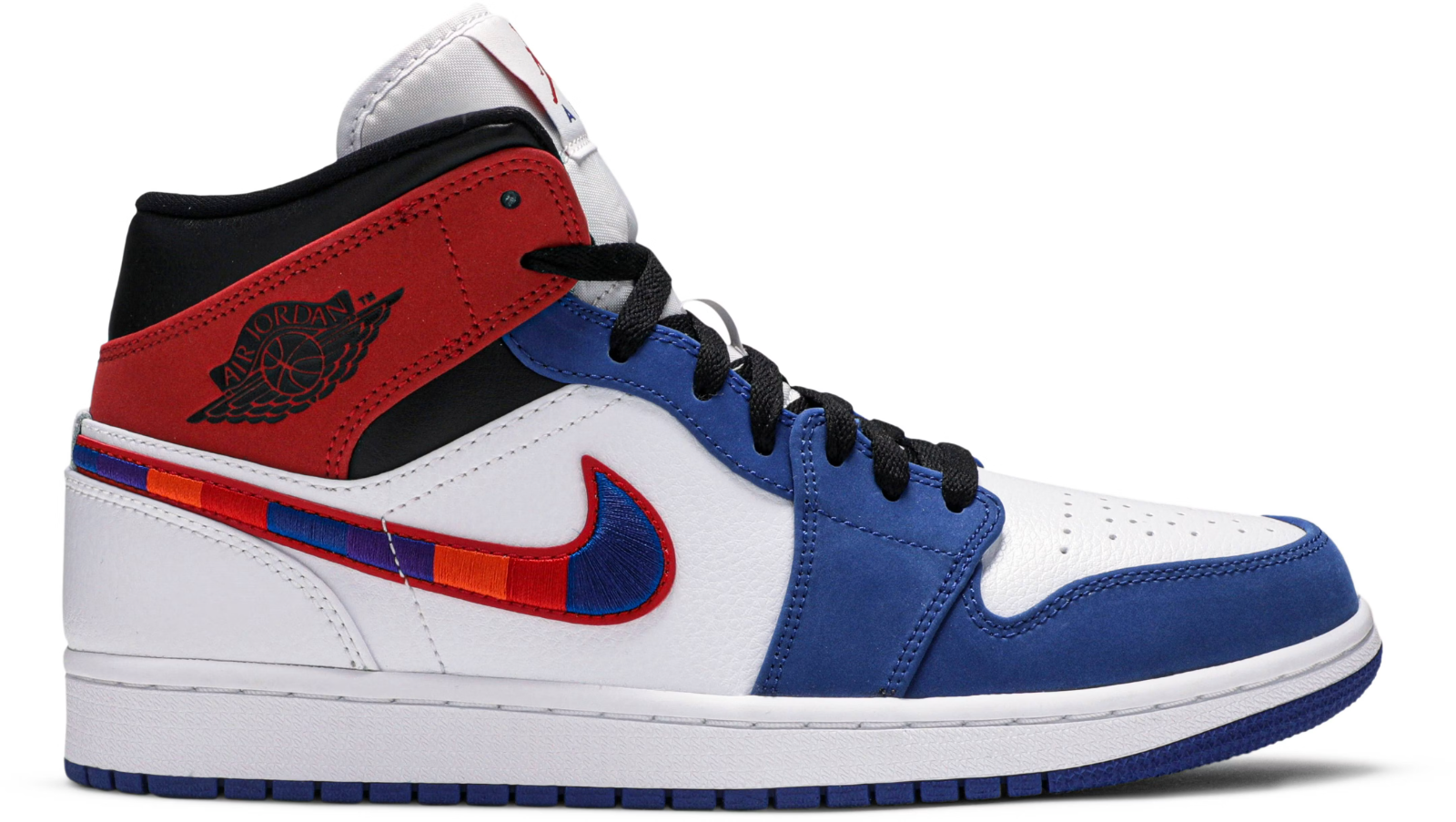 852542-146 Nike Air Jordan 1 Mid "White/Blue/Red" (Men's)