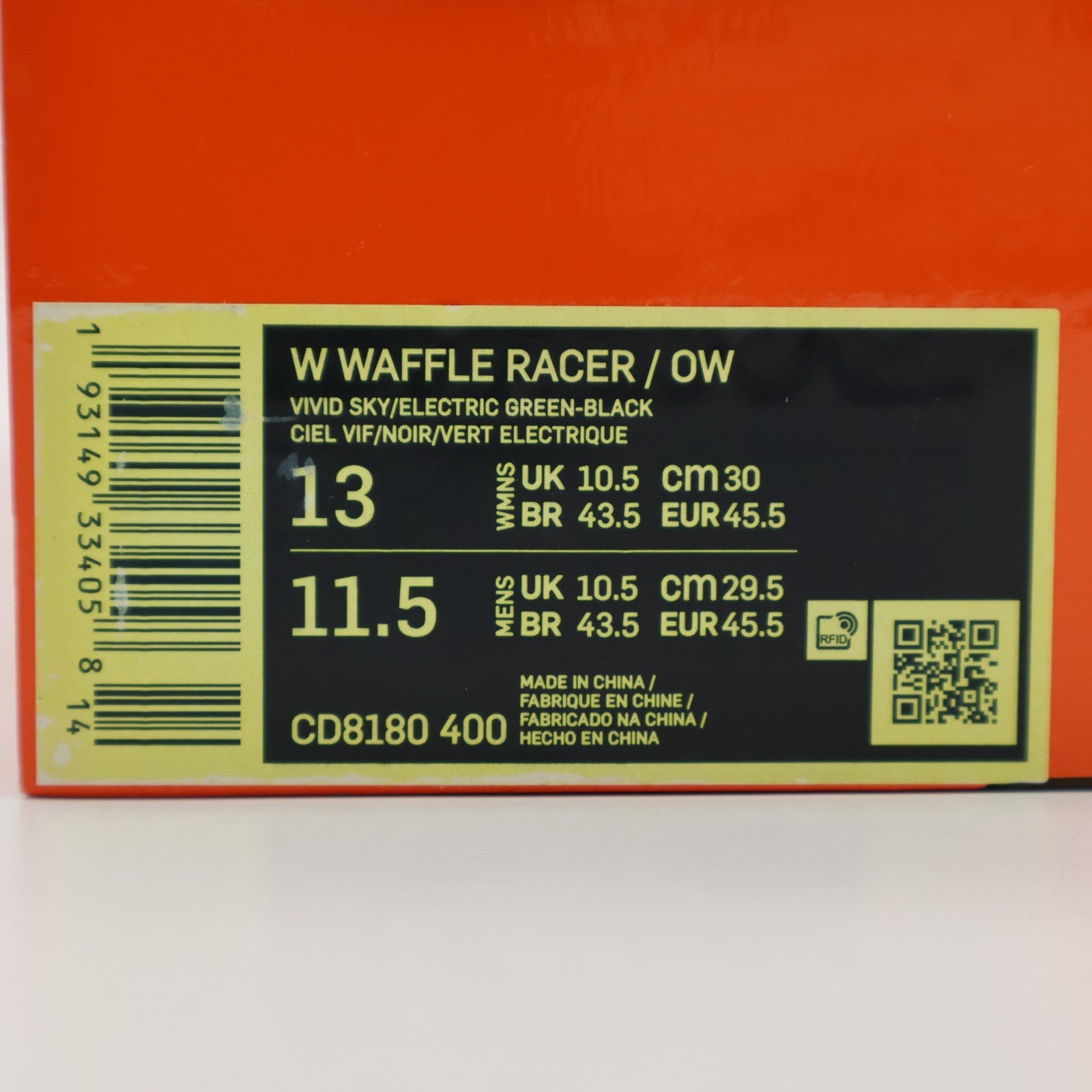 CD8180-400 Off-White Ã Nike Waffle Racer Vivid Sky  (Women's)