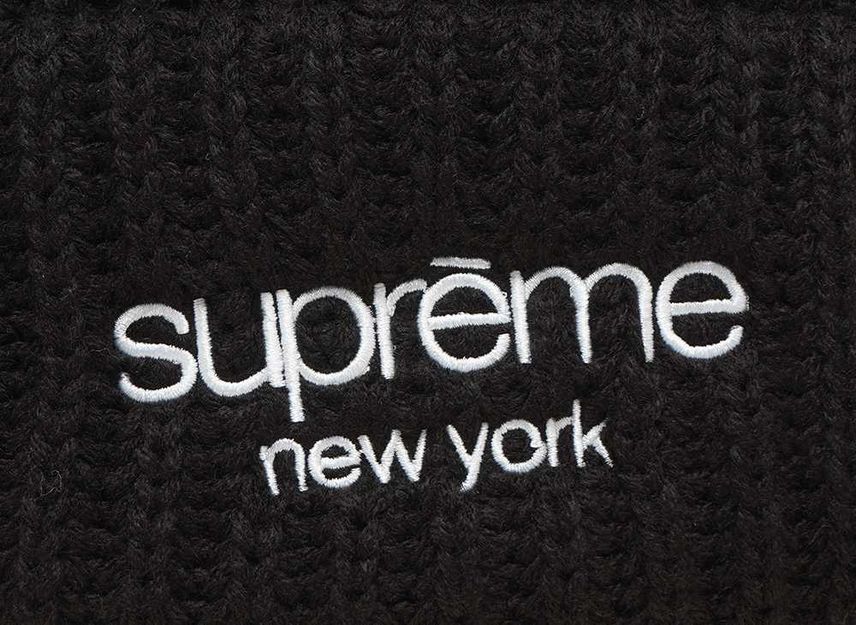 Supreme Classic Logo Chunky Ribbed Beanie Black