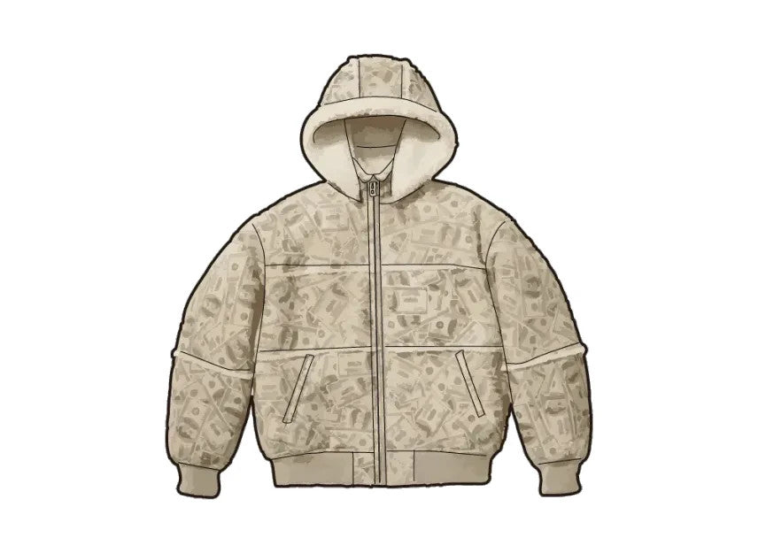 Supreme x MM6 Maison Margiela Hooded Shearling Bomber Jacket "Money"
