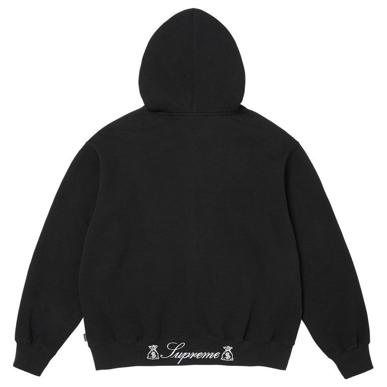 Supreme God Over Money Zip Up Hooded Sweatshirt Black