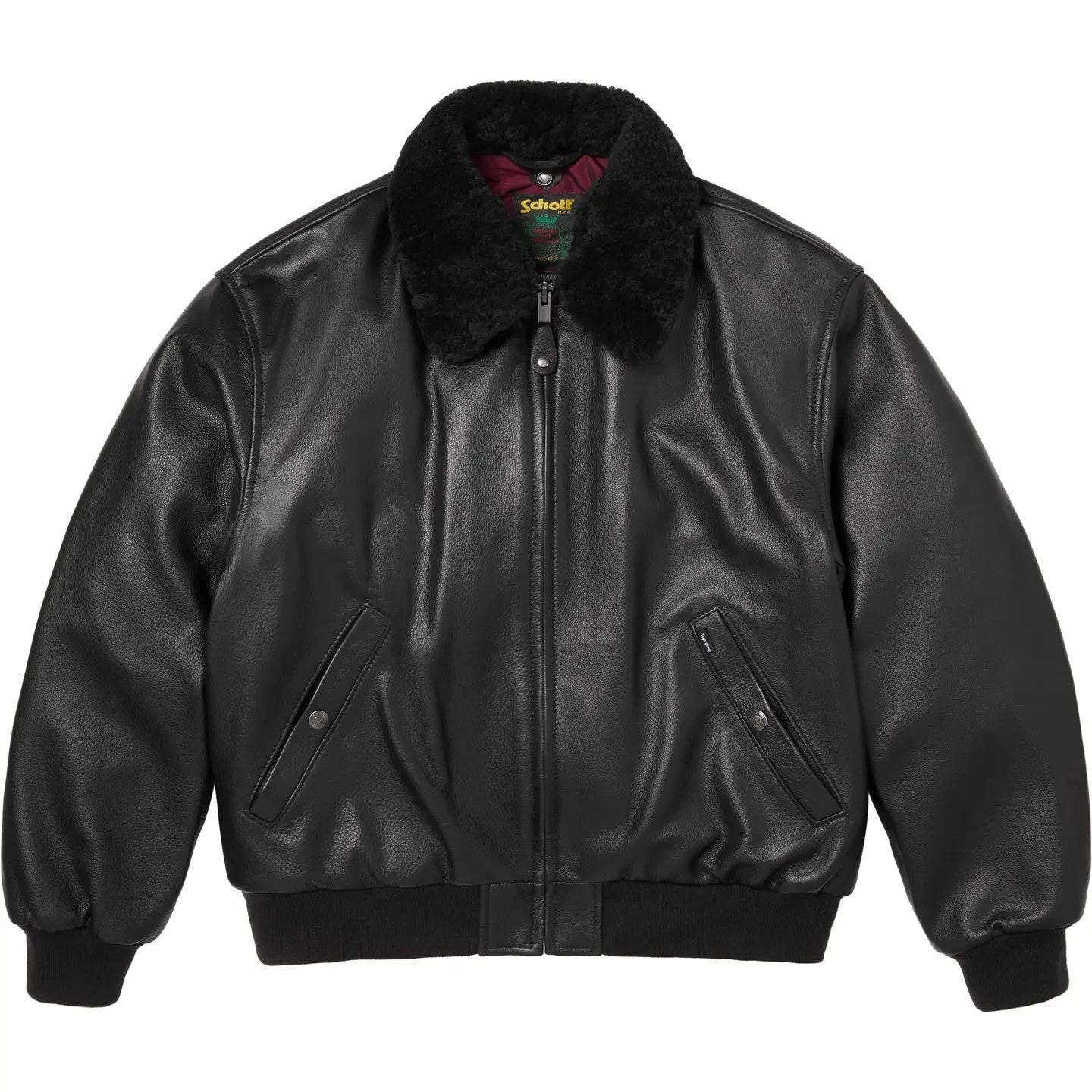 Supreme x Schott Shearling Collar Bomber Jacket Black