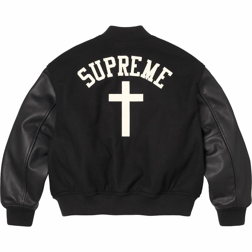 Supreme Cross Varsity Jacket Black