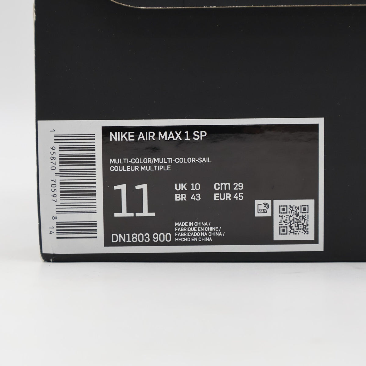 DN1803-900 Concepts Nike Air Max 1 Heavy Sail Black Worn Denim Blue Camo (Men's)