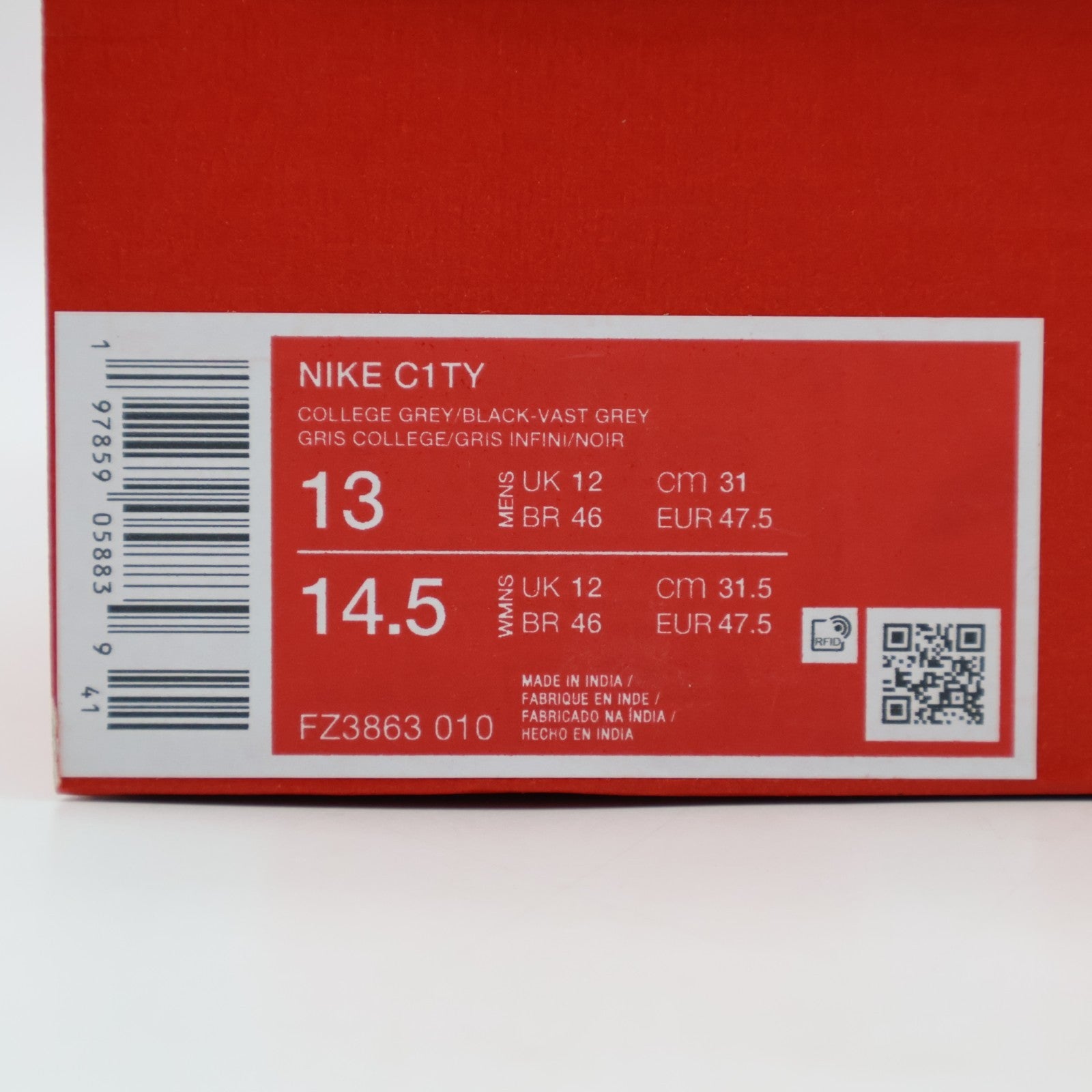 FZ3863-010 Nike C1TY "College Grey Vast Grey Fire Red Black (Men's)