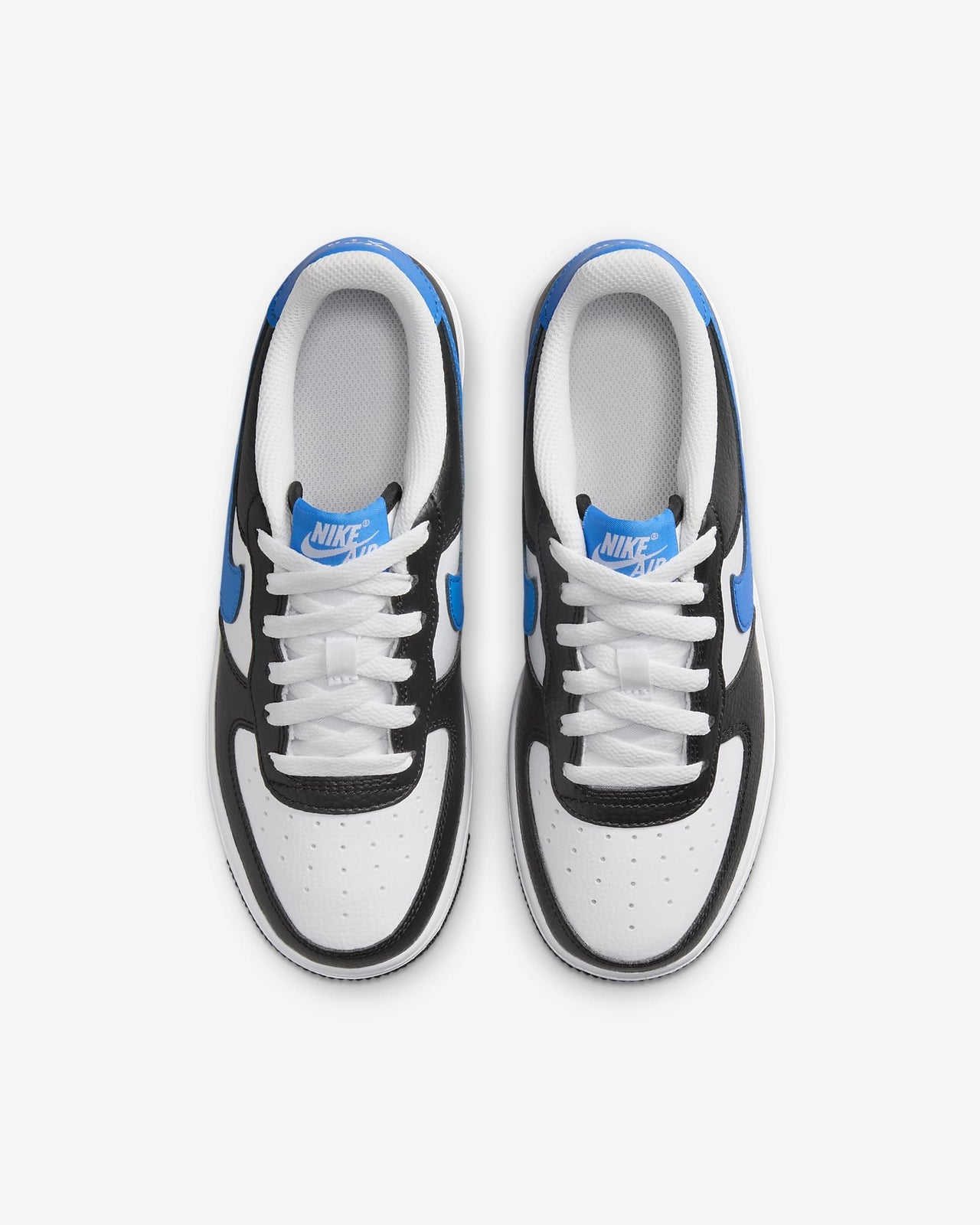 FN8008-001 Nike GS Air Force 1 Black White Light Photo Blue
