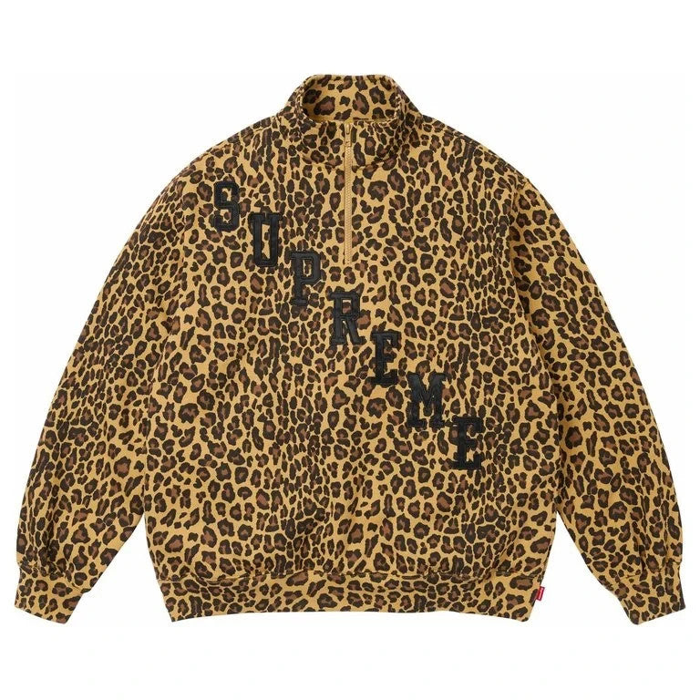 Supreme Slant Applique Half Zip Pullover Leopard