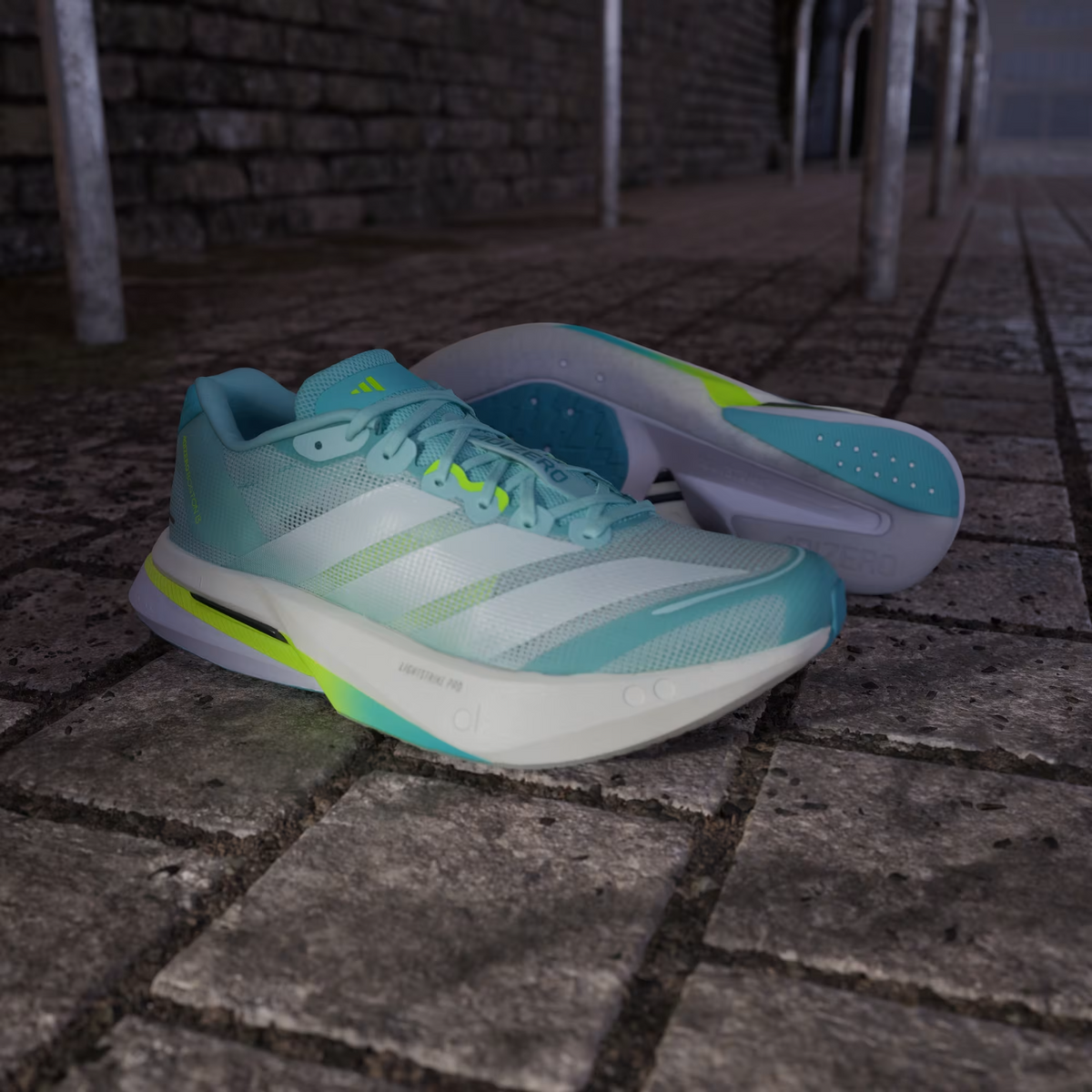 JS4957 adidas Adizero Boston 13 Blue/Zero Metalic/Lucid Lemon (Women's)