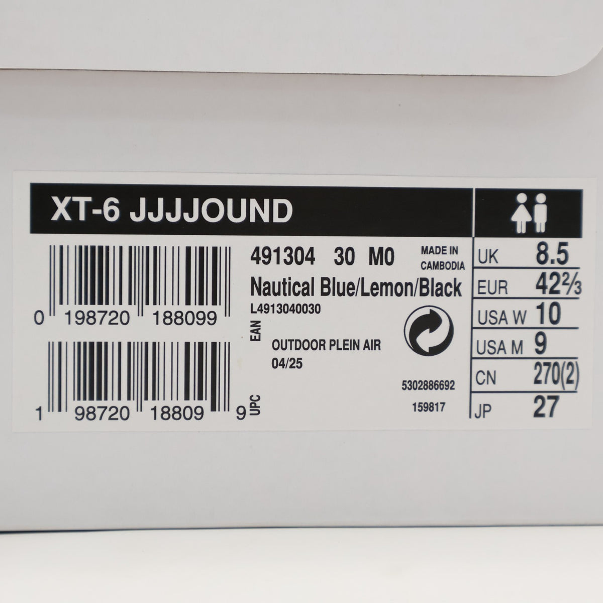 L49130400 JJJJound Salomon XT-6 Nautical Blue Lemon Black (Men's)