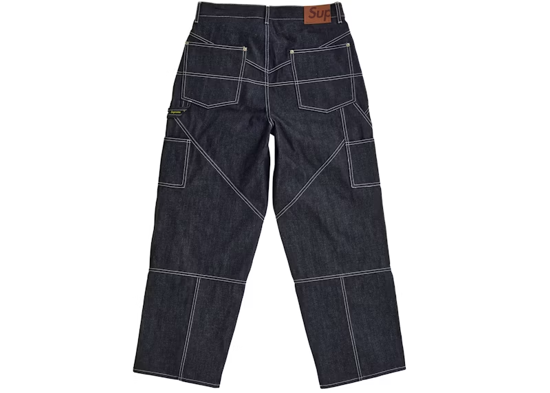 Supreme Contrast Stitch Double Knee Painter Jean Rigid Indigo