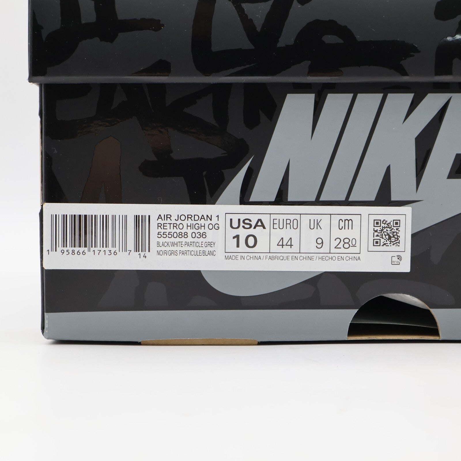 555088-036 Nike Jordan 1 High OG Rebellionaire Black White Particle Grey (Men's)