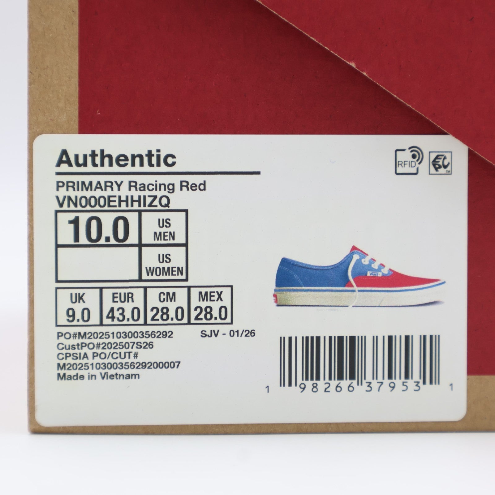 VN000EHHIZQ Vans Authentic "Racing Red!"