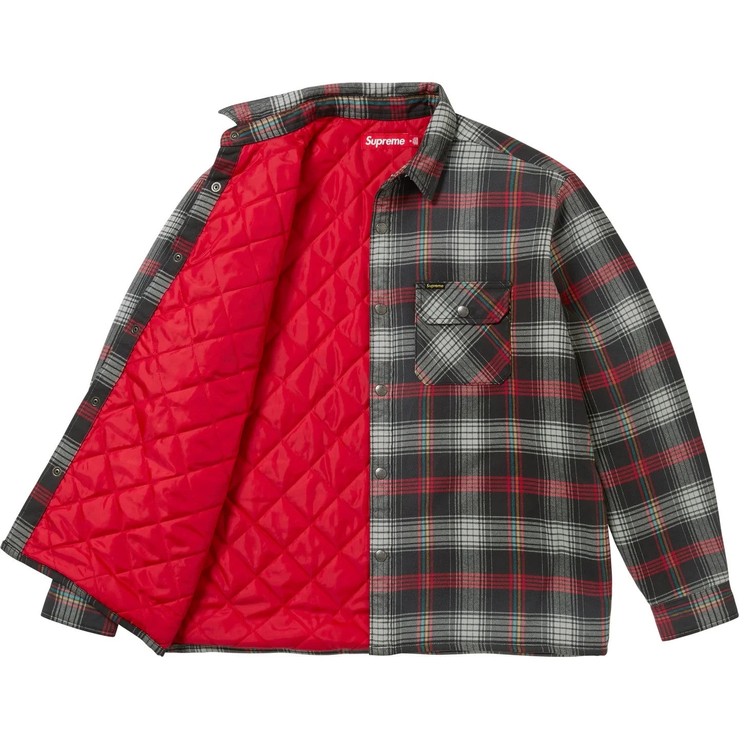 Supreme Quilted Lined Flannel Snap Shirt Black