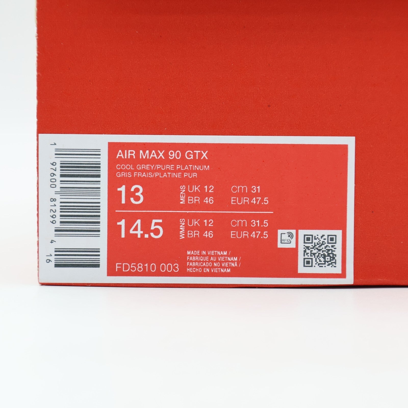 FD5810-003 Nike Air Max 90 GORE-TEX Cool Grey Anthracite Obsidian Pure (Men's)