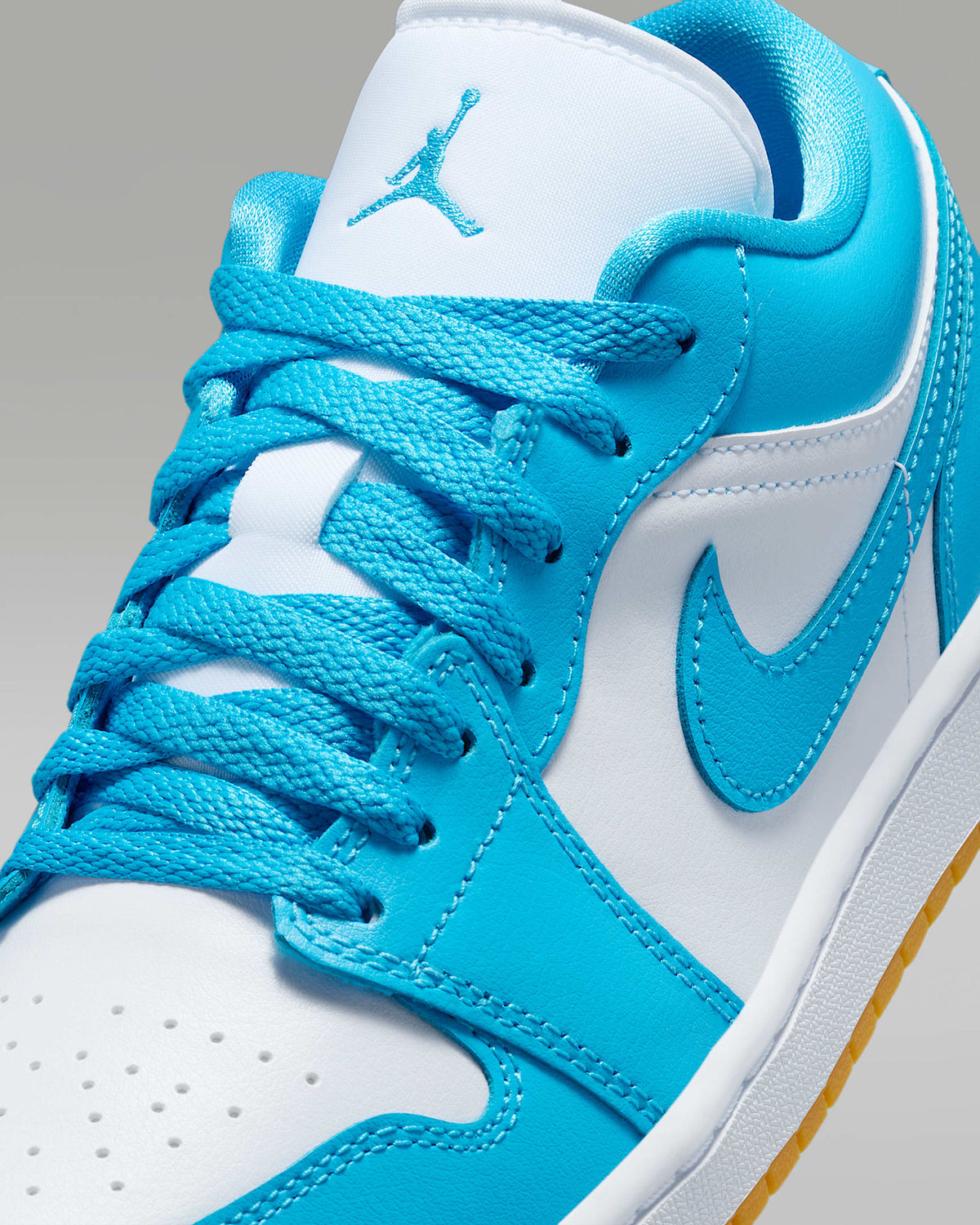 DC0774-104 Nike Air Jordan 1 Low White Gum Light Brown Dark Powder Blue (Women's