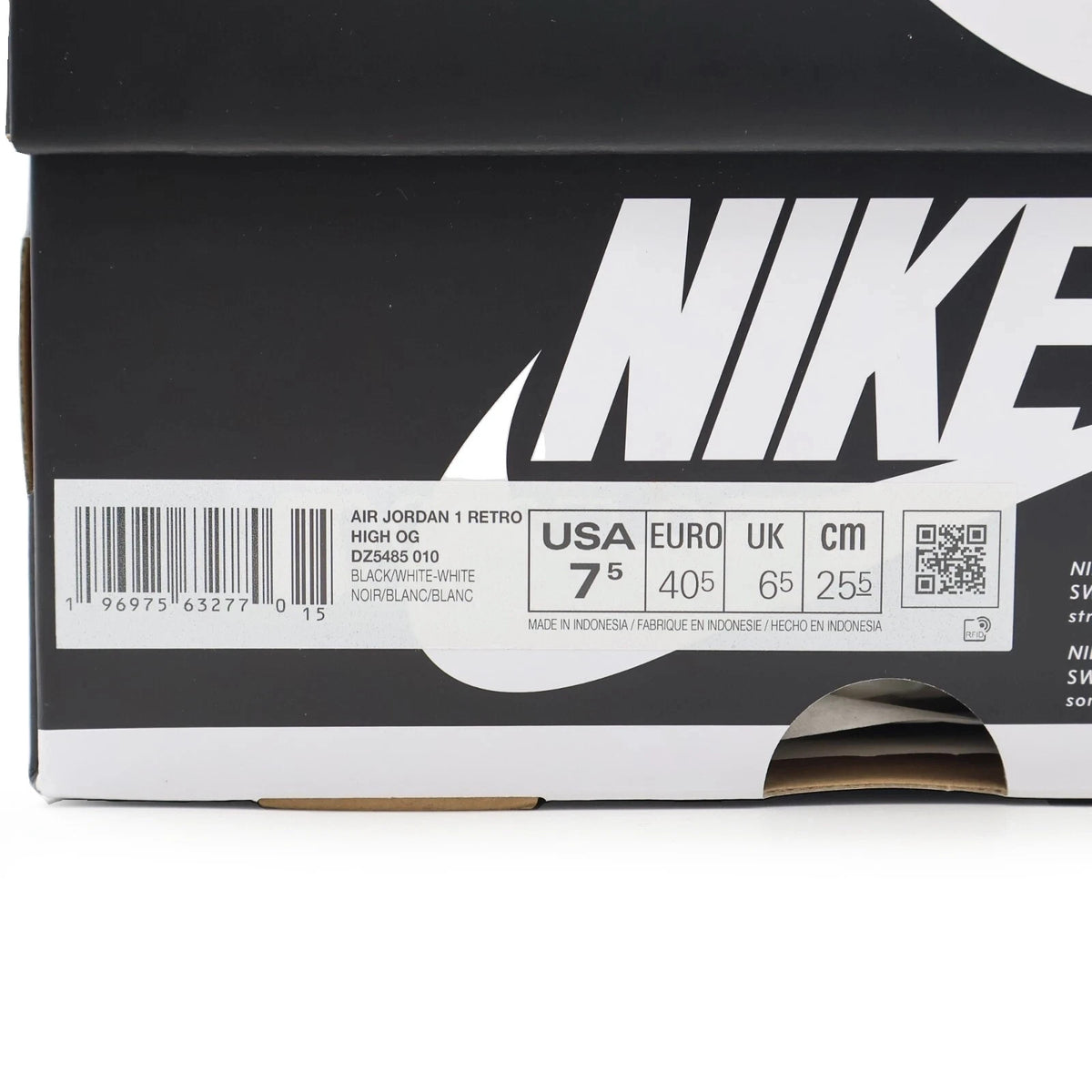 DZ5485-010 Nike Air Jordan 1 Retro High OG Black White (Men's)
