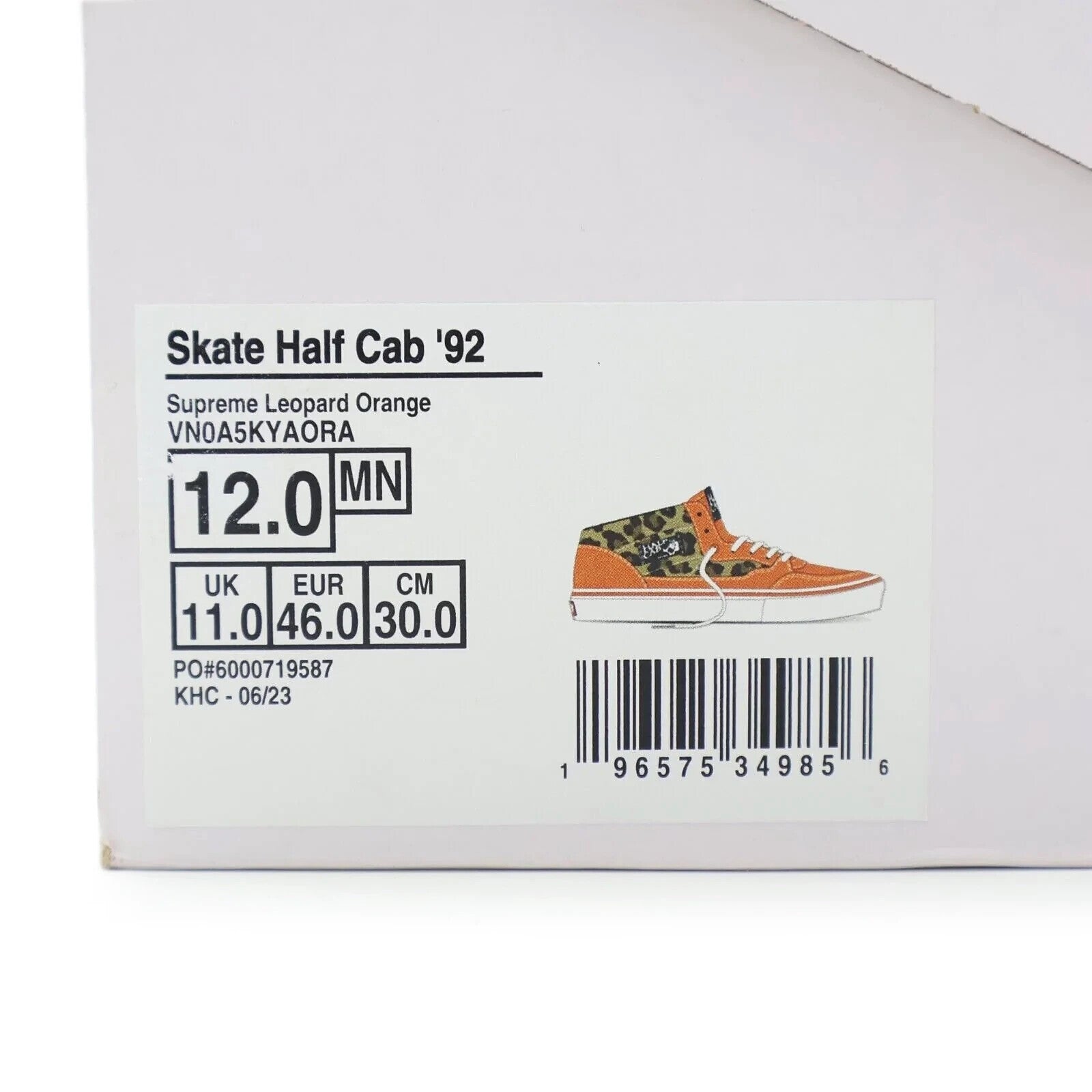 VN0A5KYAORA Supreme Vans Leopard Half Cab Orange White Brown (Men's)