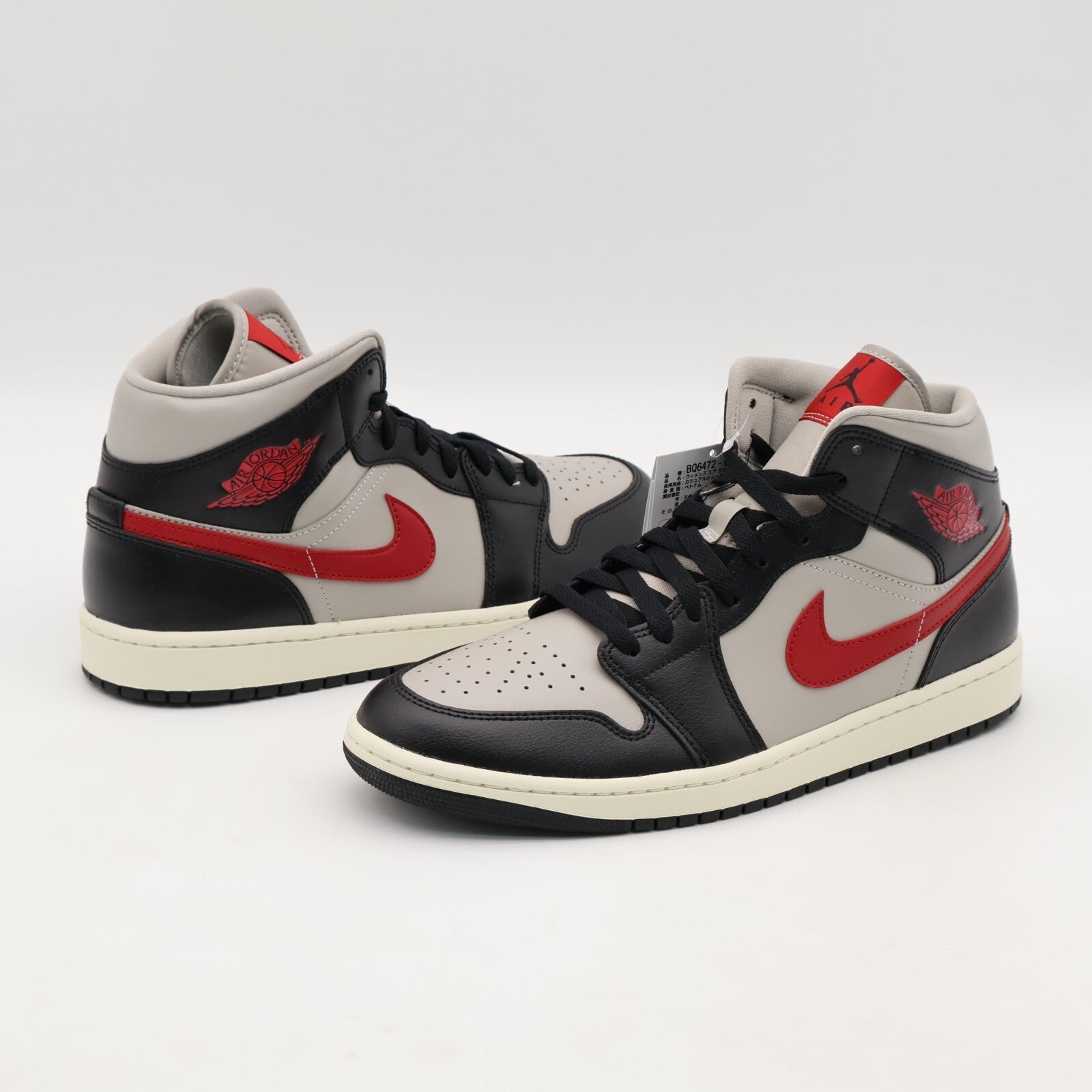 BQ6472-060 Nike WMNS Air Jordan 1 Mid Black Grey Gym Red