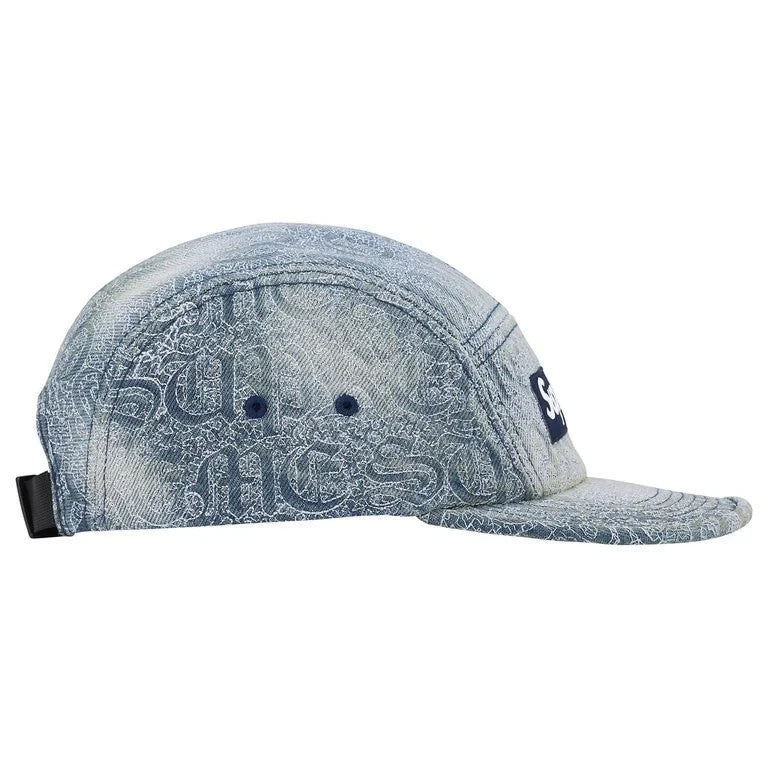 Supreme Stitched Old English Denim Camp Cap Blue
