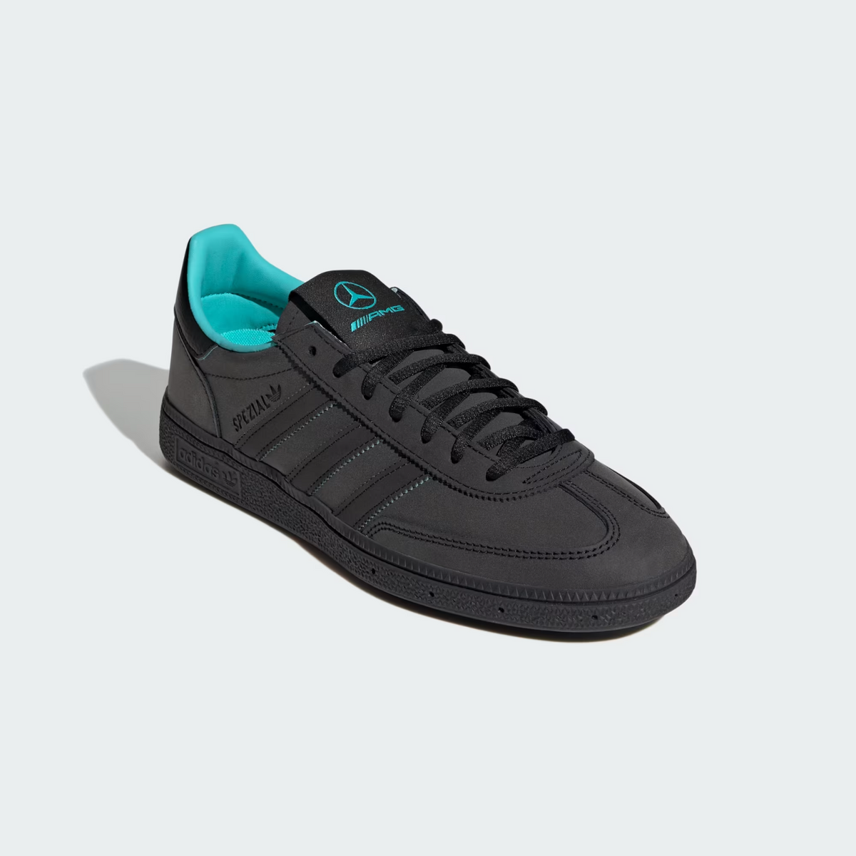 KJ1195 Mercedes AMG adidas Handball Spezial Core Black Semi Mint Rush (Men's)