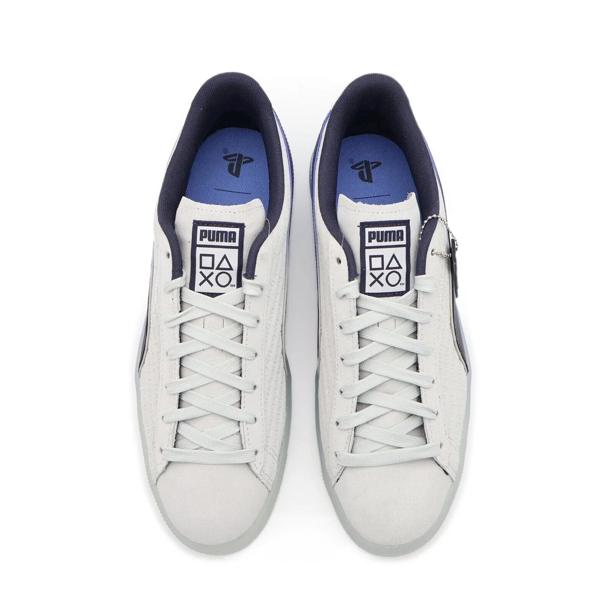 396246-01 PlayStation Puma Suede Glacial Gray New Navy (Men's)