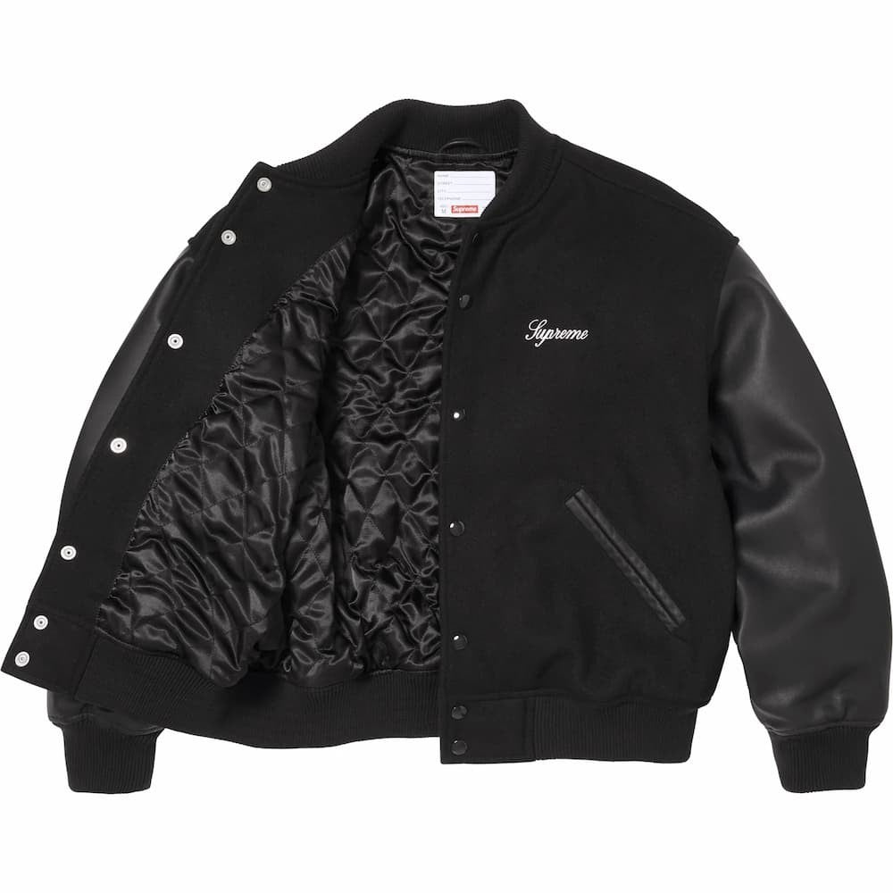 Supreme Cross Varsity Jacket Black