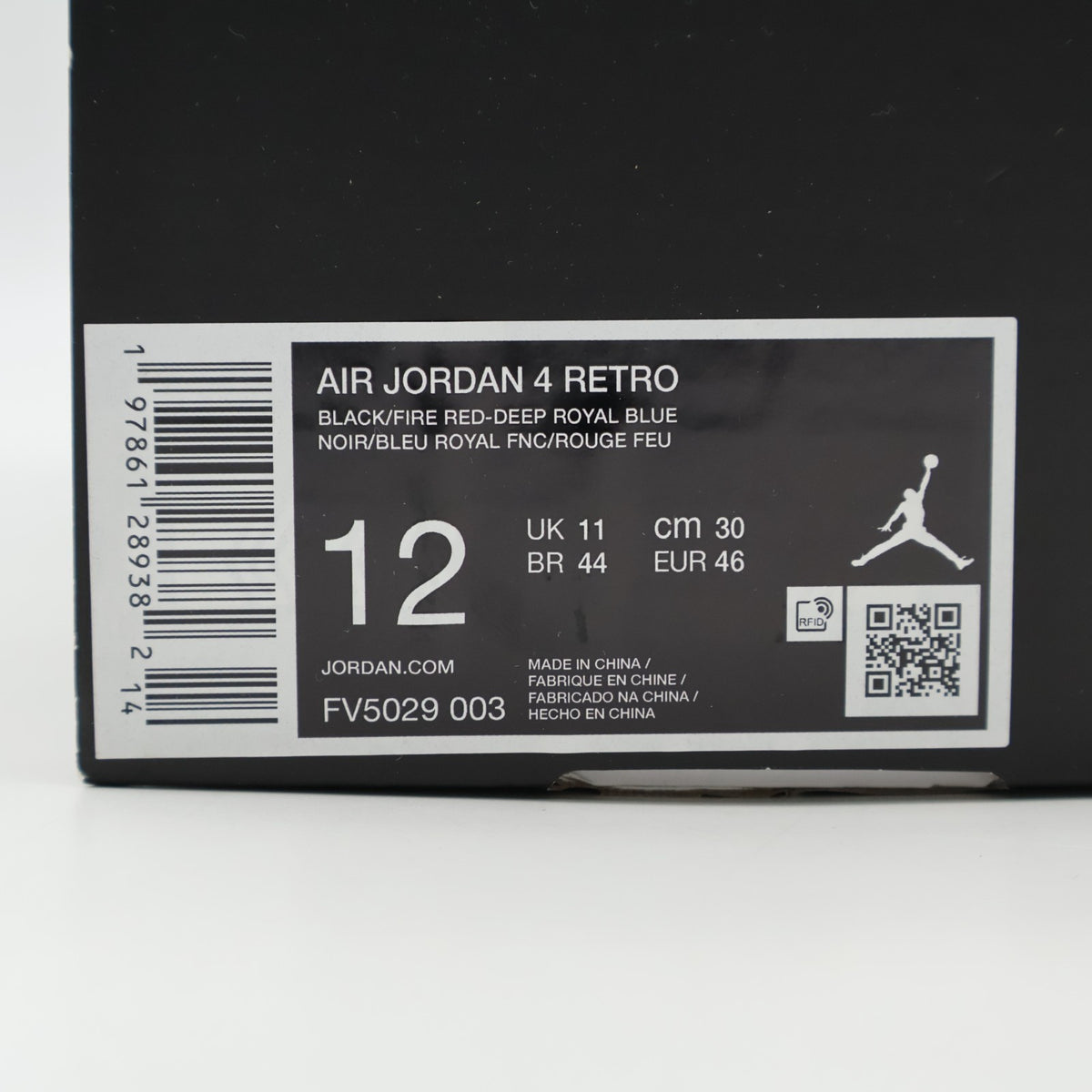 FV5029-003 Nike Air Jordan 4 Rare Air White Lettering Black Fire Red (Men's)