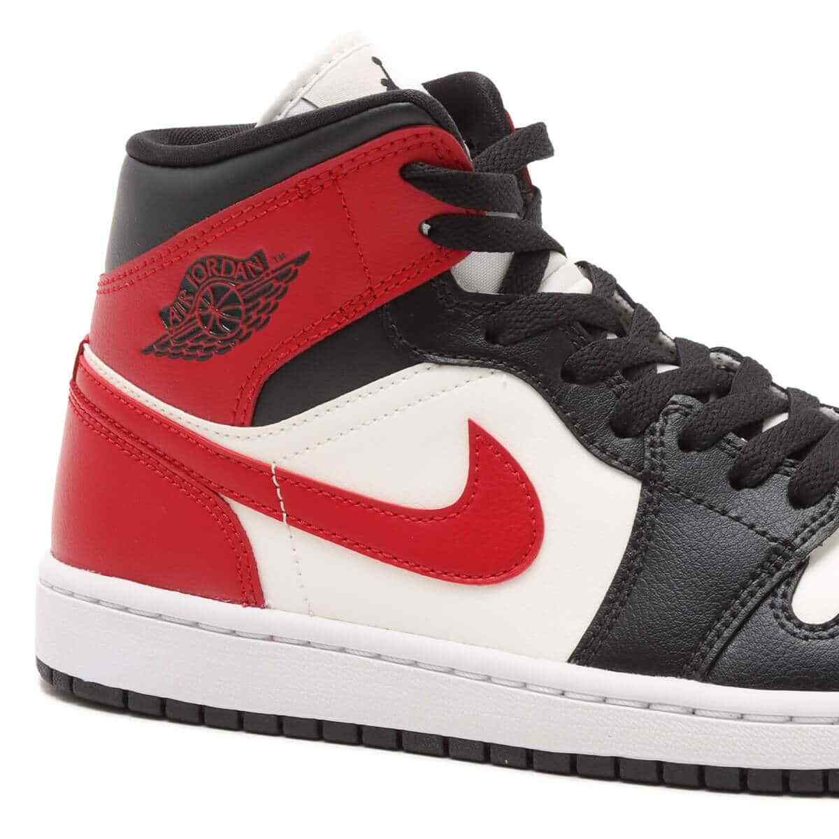 BQ6472-160 Nike Air Jordan 1 Mid Sail Off Noir White Gym Red (Women's)
