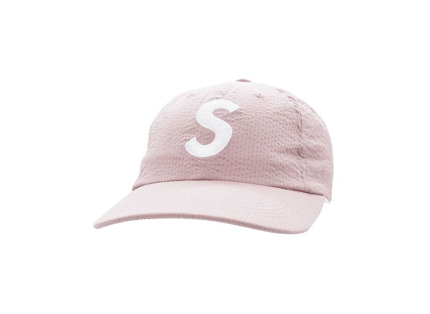 Supreme Seersucker S Logo 6-Panel Pink