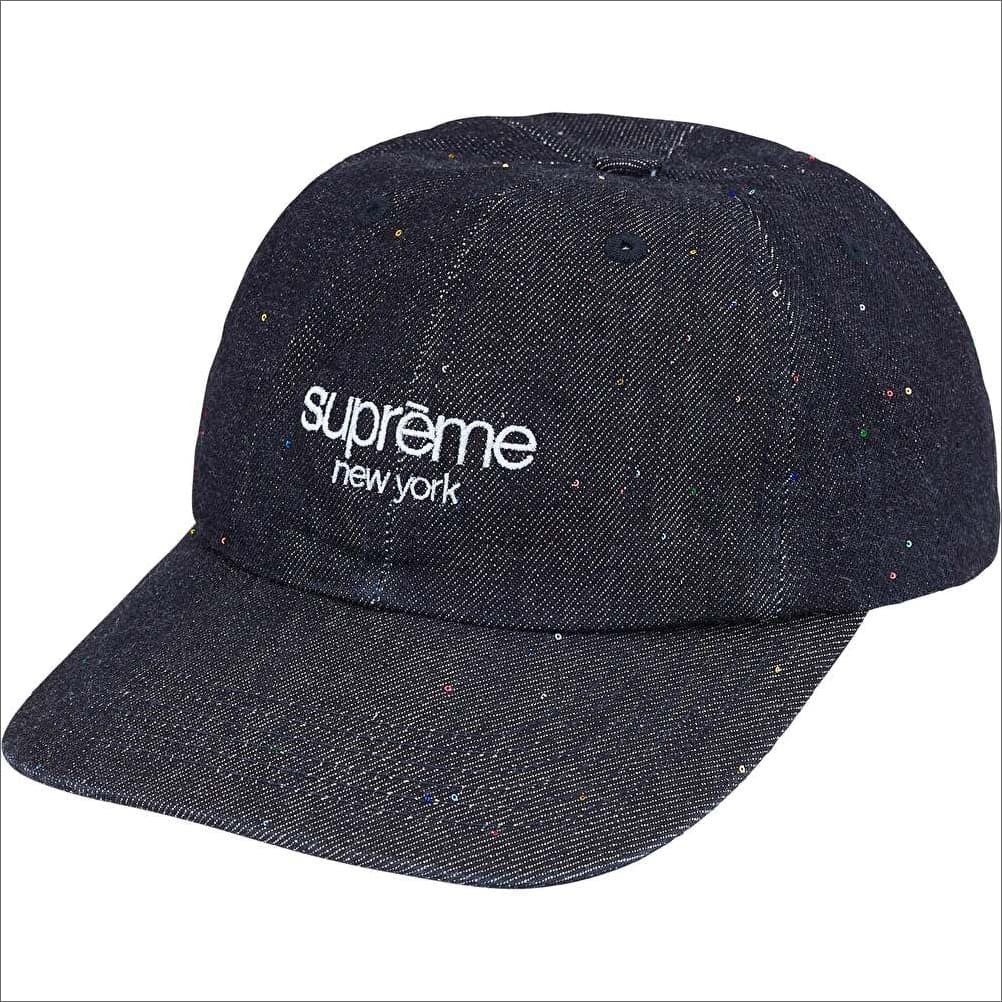 Supreme Sequin Denim Classic Logo 6-Panel Indigo