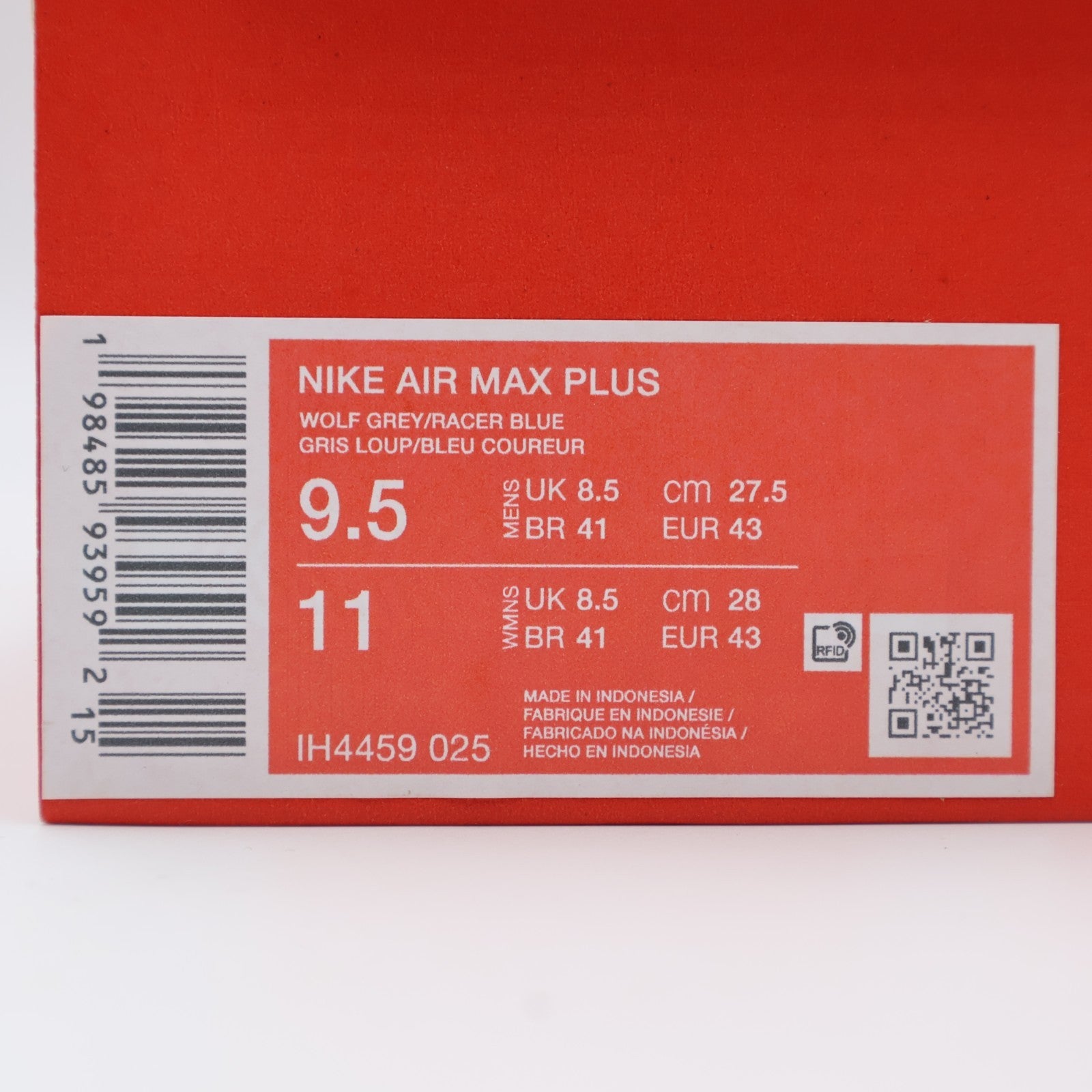 IH4459-025 Nike Air Max Plus Wolf Grey Racer Blue (Men's)