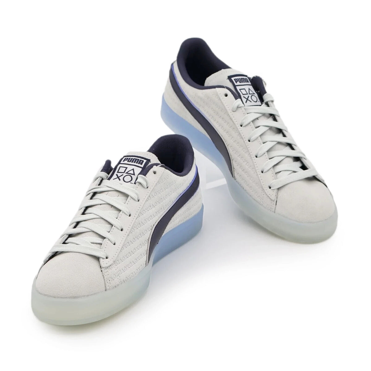 396246-01 PlayStation Puma Suede Glacial Gray New Navy (Men's)
