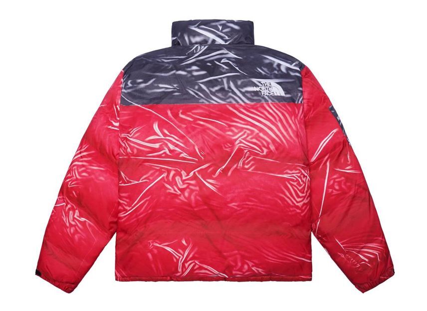 Supreme The North Face Trompe Loeil Printed Nuptse Jacket Red