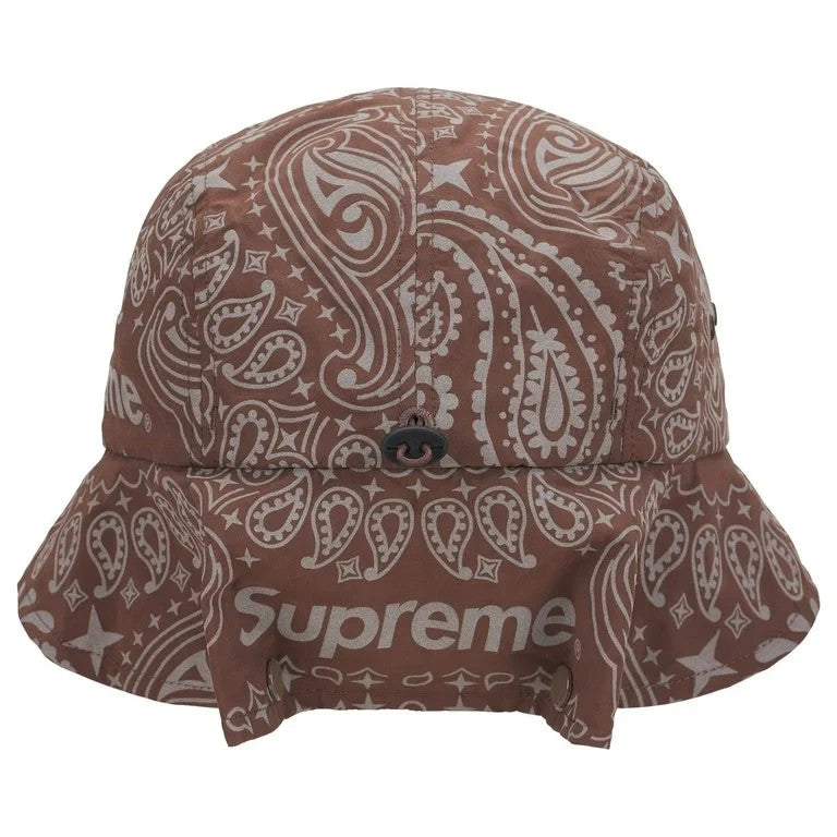 Supreme Reflective Bandana Sunshield Camp Cap Brown