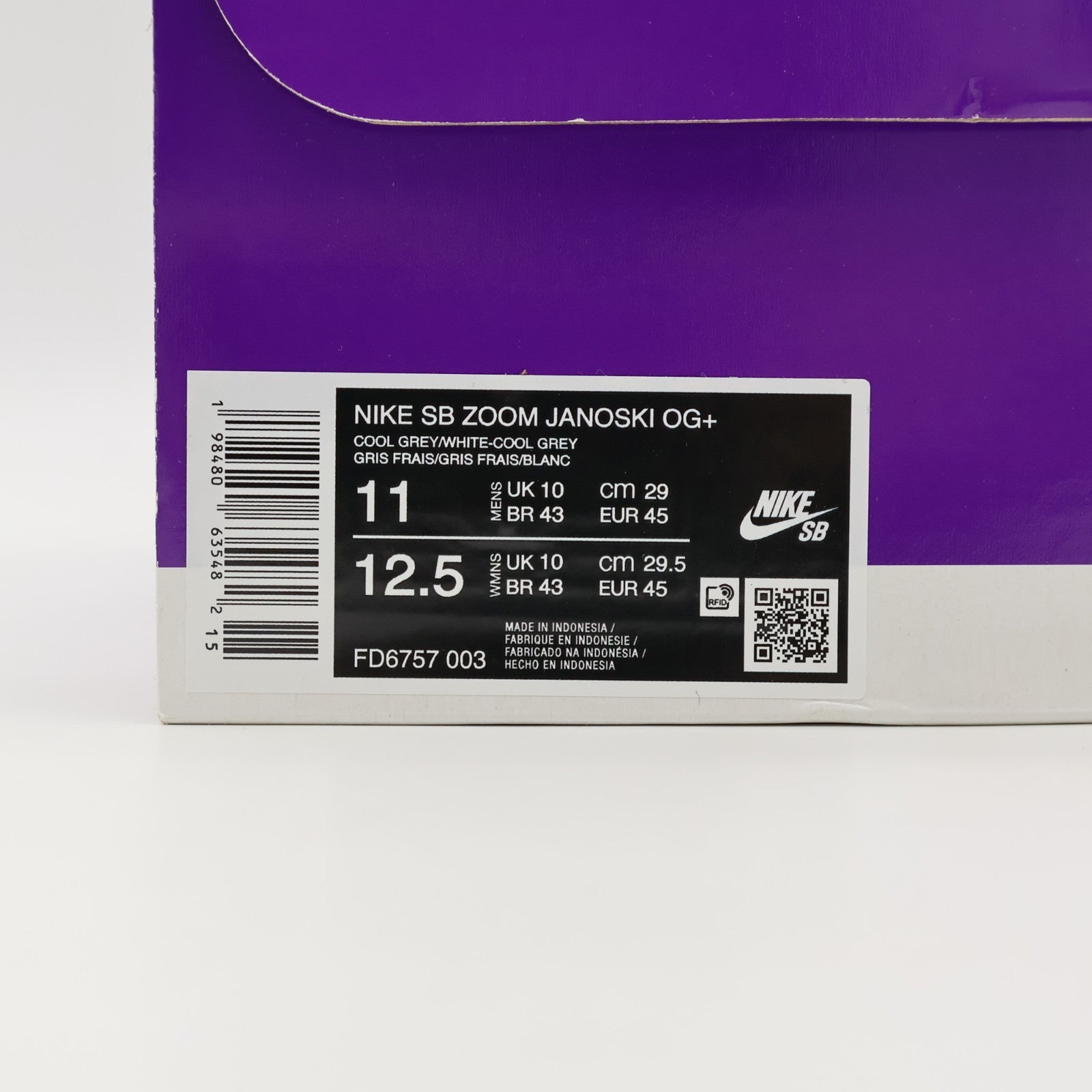 FD6757-003 Nike SB Zoom Janoski OG+ Cool Grey Cool Grey Gum Light Brown (Men's)