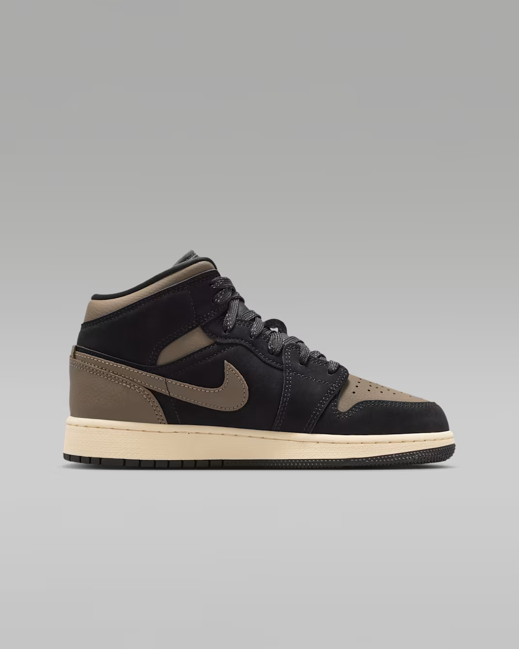 IB7053-002 Nike GS Air Jordan 1 Mid SE Black Olive Grey