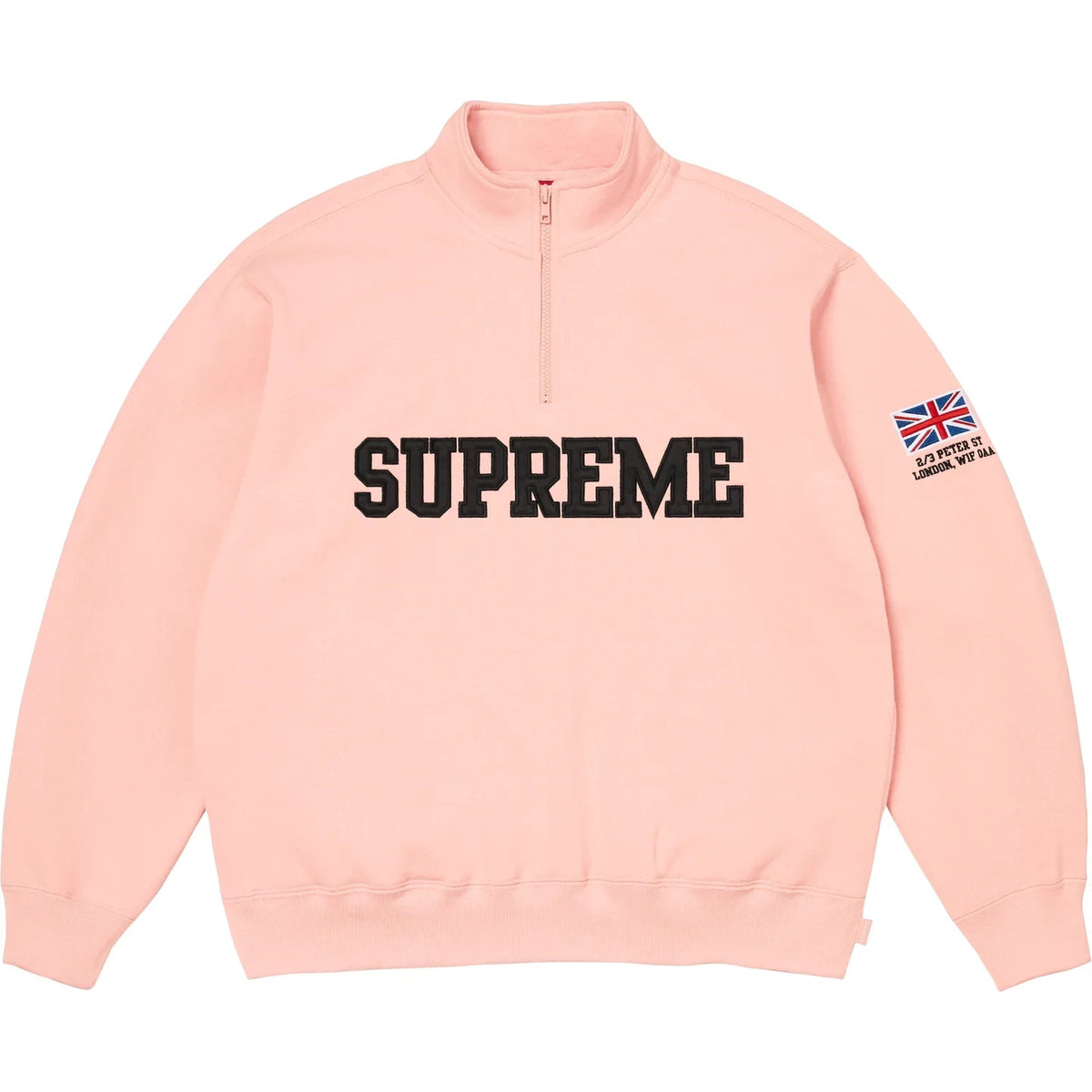 Supreme Shop Flag Half Zip Pullover (London) Light Pink