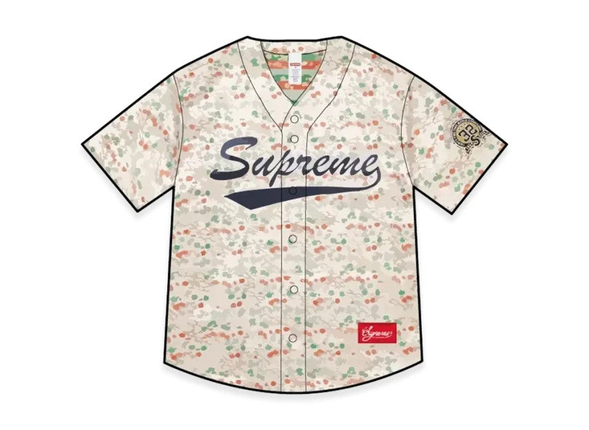 Supreme Floral Jacquard Baseball Jersey "White"